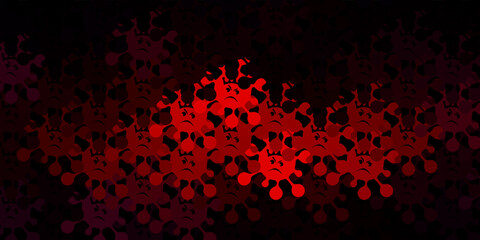 Dark pink vector backdrop with virus symbols.