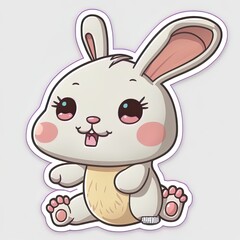 Obraz na płótnie Canvas Sticker design with cute rabbit cartoon character