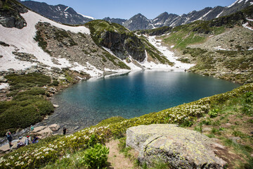 Alpine Lake in Caucasus Mountains