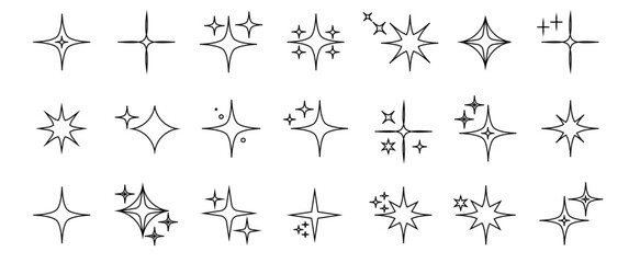 Obraz premium Collection of different black sparkles icons.