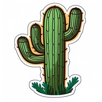 Green saguaro cactus sticker design element