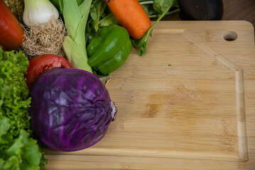 Vegetables on a chopping board.