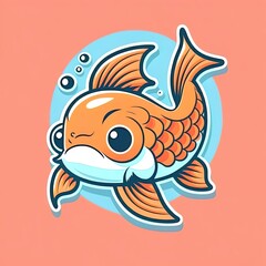 Fototapeta premium Cute koi fish cartoon 2d illustrated icon illustration. animal nature icon concept isolated premium 2d illustrated. flat cartoon style