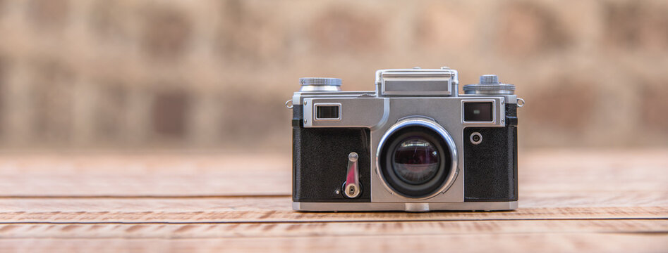 Vintage camera on the table