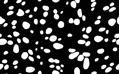 Abstract modern dalmatian fur seamless pattern. Animals trendy background. Black and white decorative vector illustration for print, card, postcard, fabric, textile. Modern ornament of stylized skin