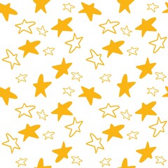 New Year. Seamless pattern with Christmas tree, gifts, garlands, snowflakes, jingle bells, Christmas branches, house, stars. Creative for fabric, packaging, textile, wallpaper, paper or background