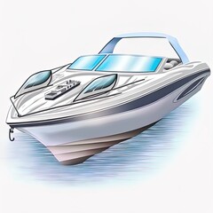 Speedboat or motorboat isolated on white background