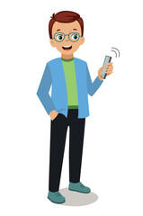 man looking at his ringing phone