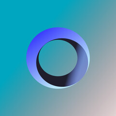 3D circle in light blue and dark blue with  symbols