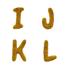 Yellow sponge capital letter alphabet - letters I- L