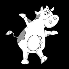 decorative background of a cartoon animal. black and white design of a cute cow that you can print in size 30 x 30 inches or smaller without losing quality