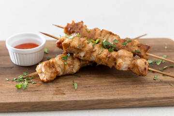 Chicken Skewers with Spicy Chili Sauce