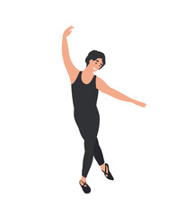 Man, Male Ballet Dancer isolated on white. Man Classical Choreography dancer.  Cartoon flat vector illustration.
