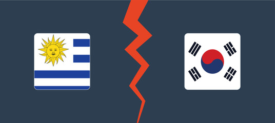 Obraz premium Uruguay vs South Korea background. 