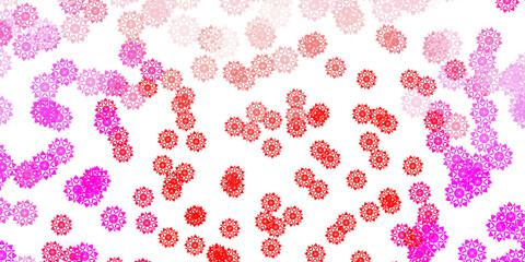 Light pink, red vector template with ice snowflakes.
