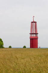 red mine lamp in field 