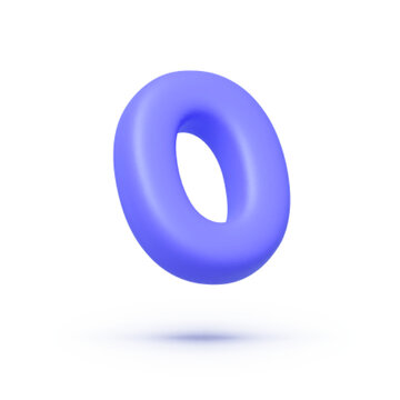 Zero number 3d. Modern 3d icon with zero number 3d on white background. Modern font. 3d render illustration