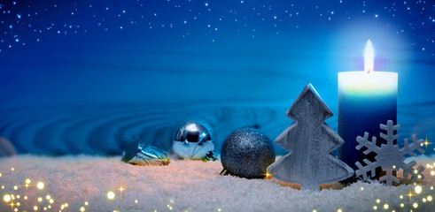 Christmas background with Advent candle and decoration