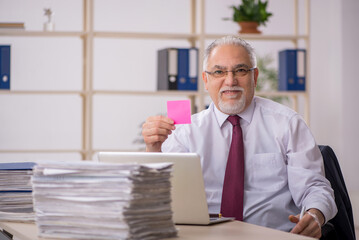 Old male boss working in the office