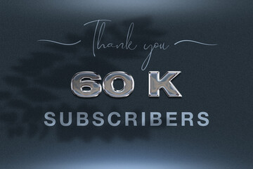 60 K  subscribers celebration greeting banner with Chrome Design