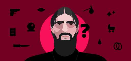 Portrait of Rasputin, vector illustration of Rasputin