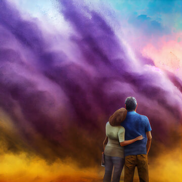 couple in the sky - colorful foreground 