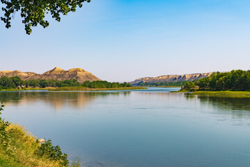 Fototapeta na wymiar Landscape of the Missouri Breaks National Monument of the Missouri River at Fort Benton, Montana, USA, in September