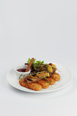 hot dish of fish and nuggets