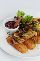 hot dish of fish and nuggets