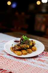 hot dish of fish and nuggets