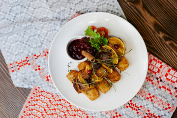 hot dish of fish and nuggets