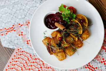 hot dish of fish and nuggets