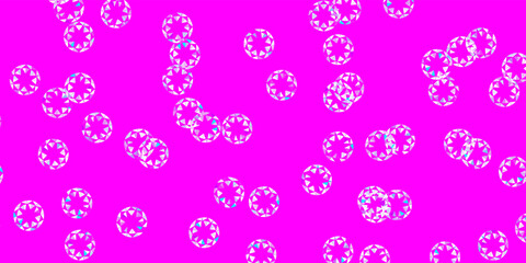 Light pink, blue vector background with bubbles.