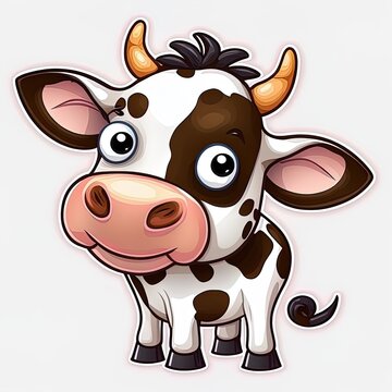 Cow animal cartoon on white background
