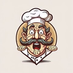 illustration of facial expression with vintage style food cartoon on whit