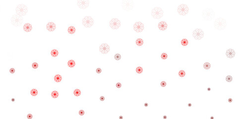 Light red vector doodle texture with flowers.