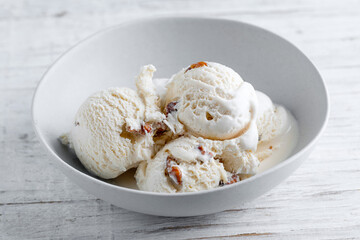 Ice cream scoops served in bowl