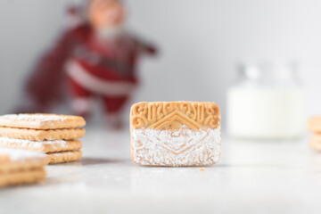 iced sandwich cookies filled with cream, Cream filled cookies, cookies on marble tray