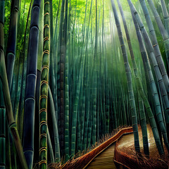 The famous bamboo forest in Japan. Kyoto.