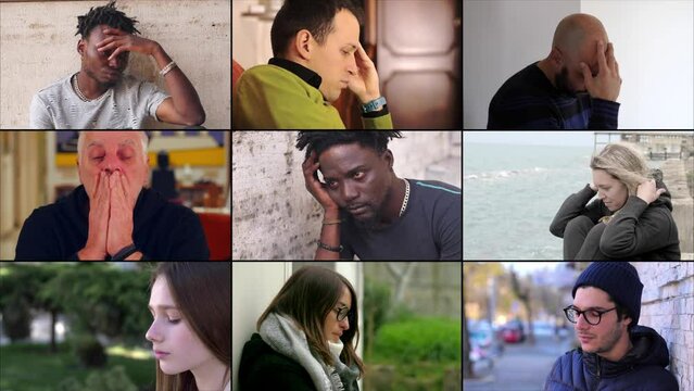 Lonely and afflicted men and women of different ethnic groups. Negative emotions