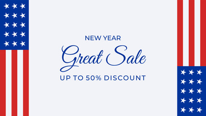 new year great sale background with american flag. suitable to use on new year event.
