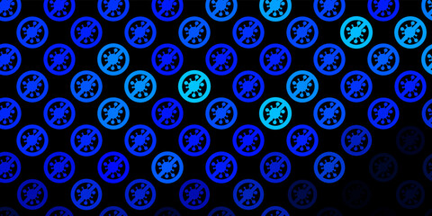 Dark BLUE vector backdrop with virus symbols.