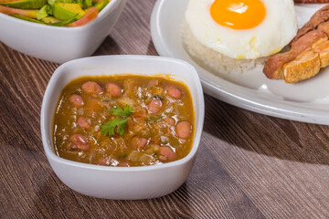 Antioquia beans in white plate, traditional Colombian food