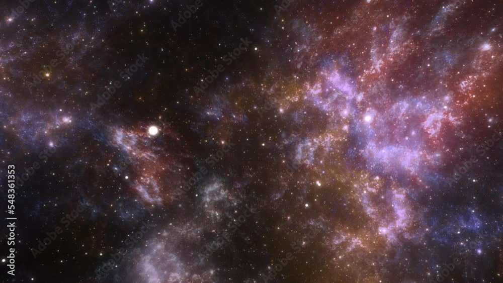 Wall mural cosmic fantasy background of moving clusters of stars and galaxies. glowing constellations in the in