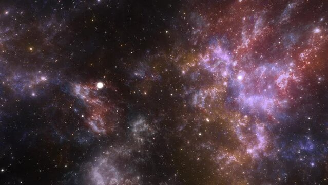 cosmic fantasy background of moving clusters of stars and galaxies. Glowing constellations in the infinite expanse of the universe. High quality 4k footage