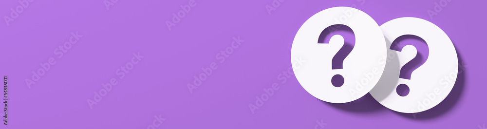 Wall mural question mark in front of a red color wall background. business support concept - 3d rendering.