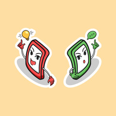 Cute illustration cartoon smartphone phone internet chat online web sticker icon mascot logo