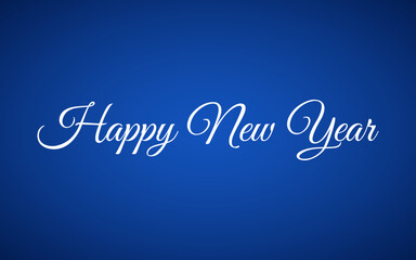 Happy New Year white lettering inscription for your design greetings card. Blue holiday greeting background