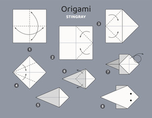 Origami tutorial. Origami scheme for kids Stingray