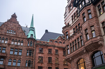 Fototapeta premium Buildings of a square from Malmö, Sweden